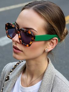 Lentes de Marco Cuadrado Vintage para Mujer, Elegante y a la Moda con Marco de Tortuga
