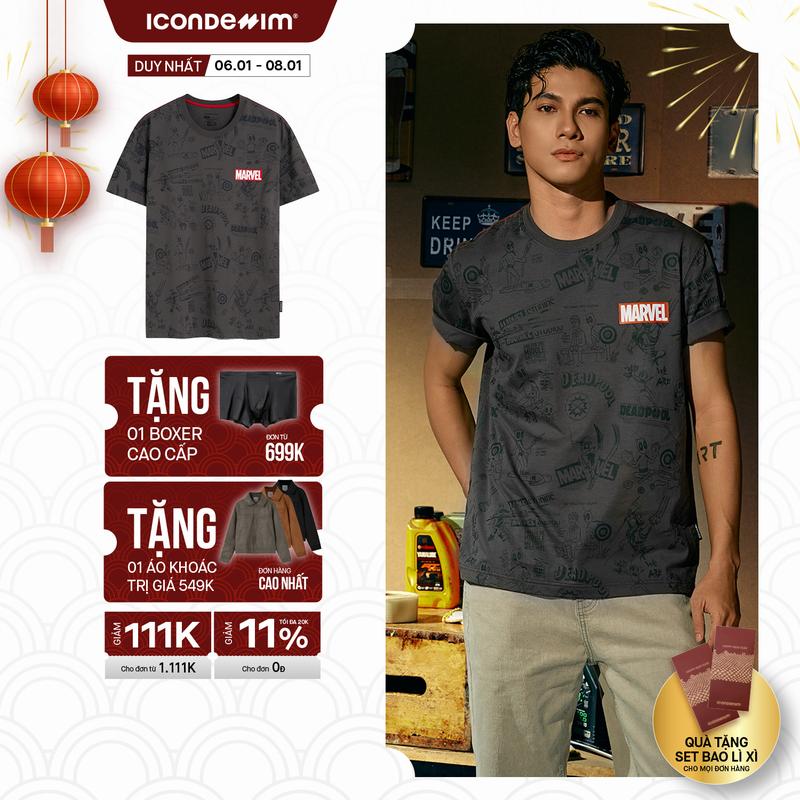 Áo Thun Nam Họa Tiết Marvel Deadpool In Multiverse Pattern Form Regular ATID0422