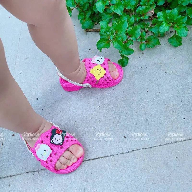 DÉP TỔ ONG CÓ QUAI HẬU CHO BÉ KÈM TICKER (size 15-19 k có quai hậu) Sandal Kem 4