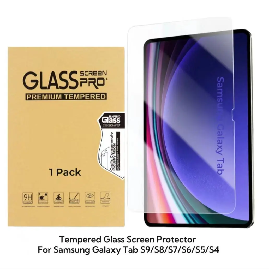 Tempered Glass Screen Protector, Full HD Explosion-proof Tempered Film Screen Protector for Samsung Galaxy Tab S9 S9+ S9 Ultra S8 S8+ S8 Ultra S7 S7 Plus