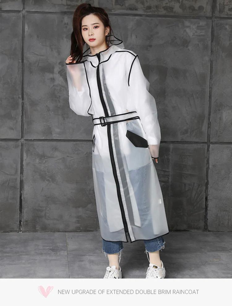 Product Introduction of Adult Long Transparent Waterproof Raincoat Women Rain Coat Men poncho Waistband Hooded Rain Jacket For Hiking Cycling Rainwear 21