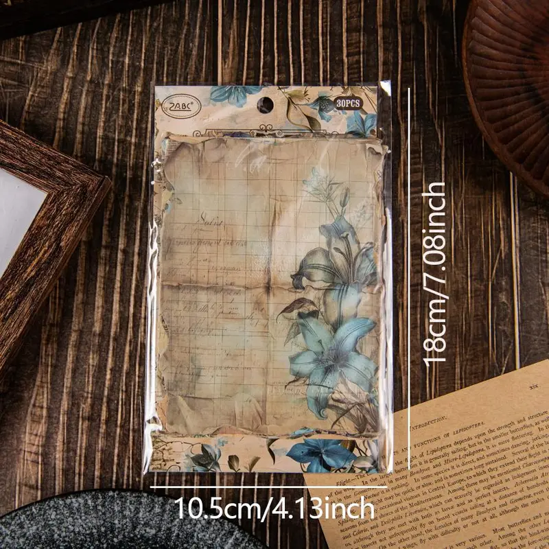 Vintage Flower Pattern Decorative Paper, 1/6 Packs Scrapbooking & Journal Making Material Paper, Diy Decorative Paper for Scrapbooking & Journal Making 1