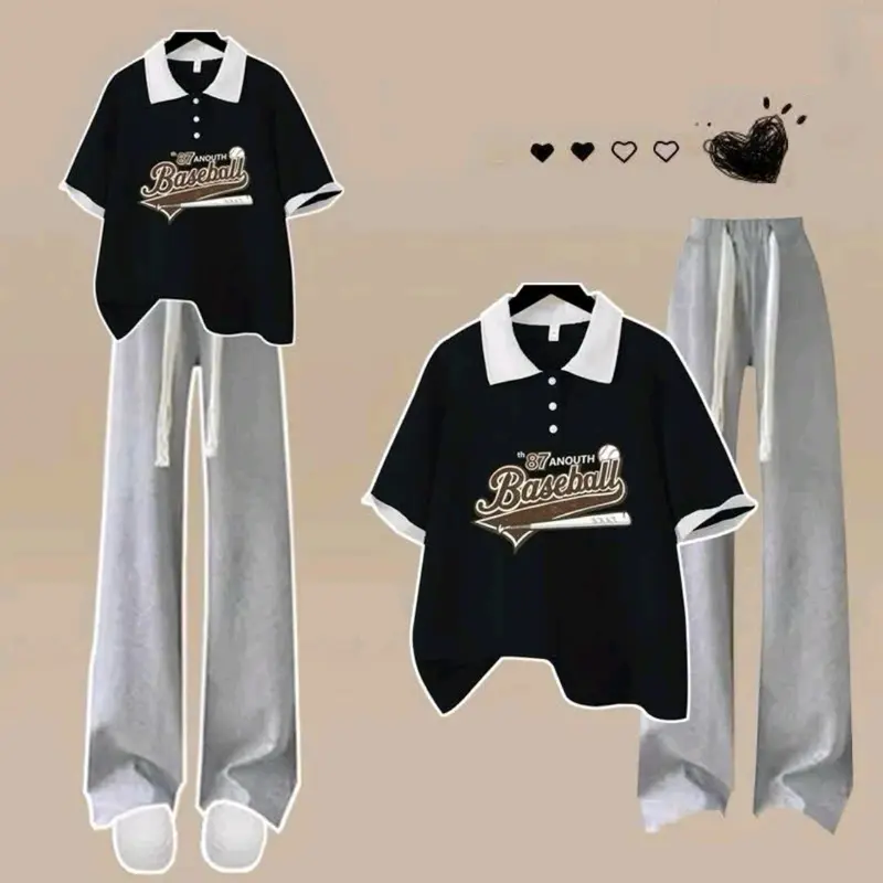 ( lưu ý sét bộ bình dân Mỏng nhưng mát, Không lộ ) Tổng Hợp  Sét Quần Ống Rộng Dây Rút Bản To Mix Áo Phông Polo Có Cổ Cộc Tay Phom Rộng Nữ - Ong Top 7