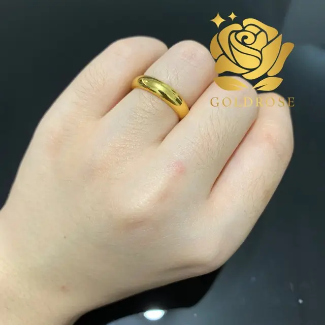 Cincin couple Titanium polos Lapis Emas18k [HARGA SATUAN] ANTI KARAT cincin pasangan tunangan nikah cincin cincin  platinum 1