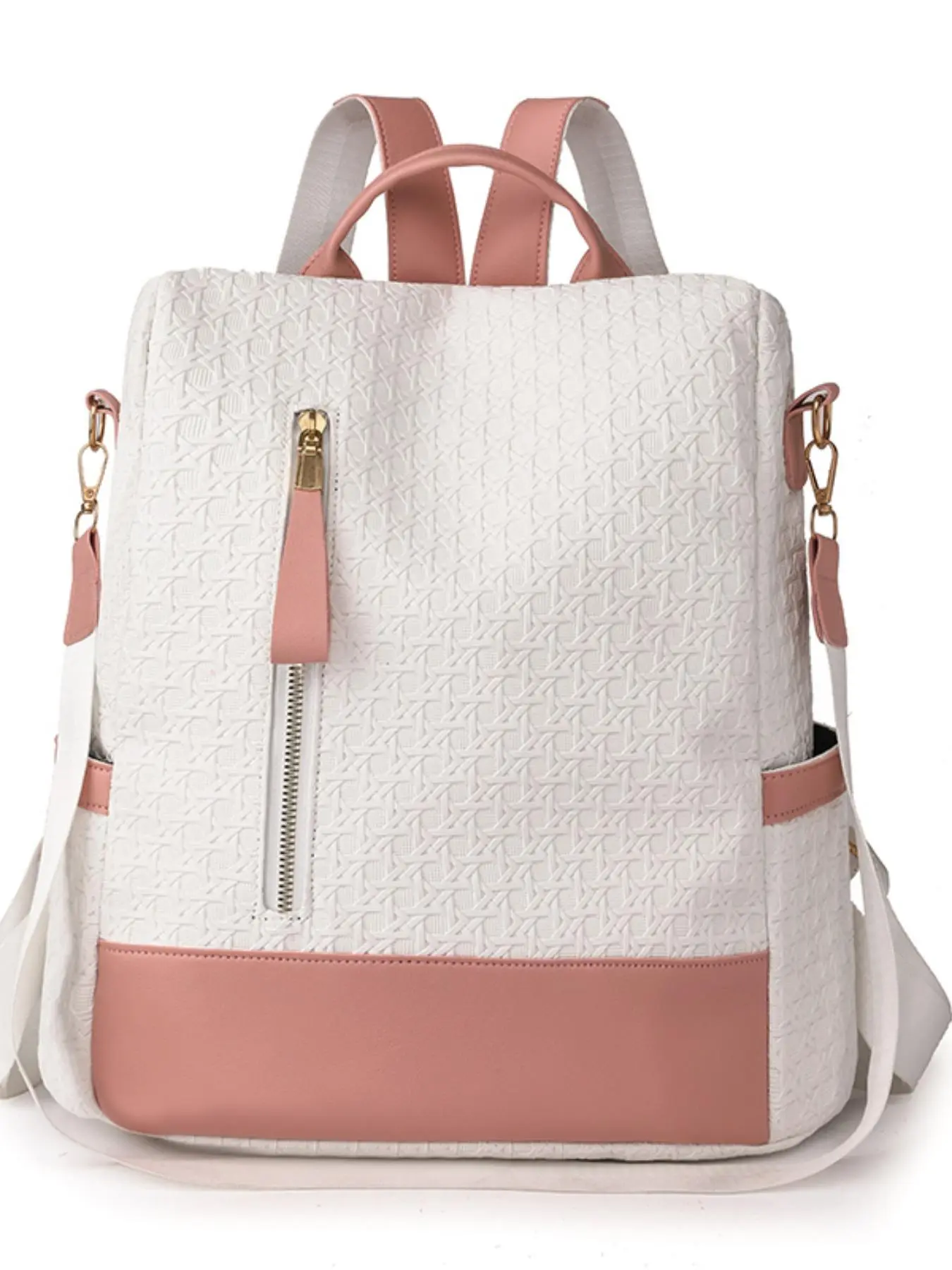 Women's Minimalist Colorblock Backpack Purse with Adjustable Strap, Multi-strap Design Large Volume Backpack