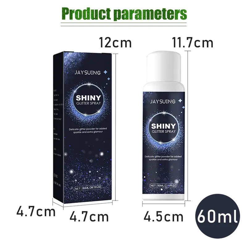 【Tersedia】Glitter Spray Highlighter Powder Shimmer Sparkle Powder Makeup for Face Body Hair Dress Prom Party 60ml 1
