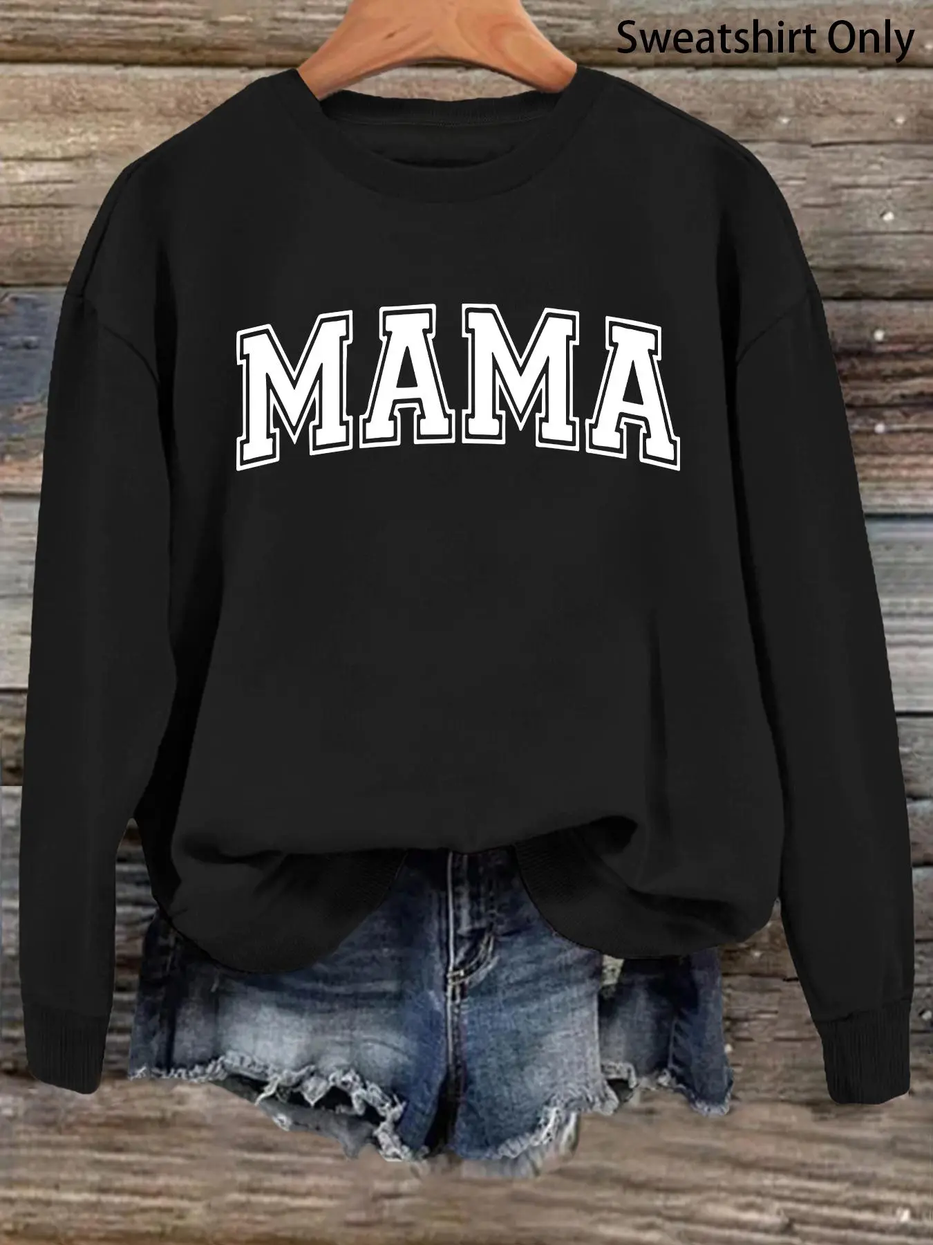 Women's "MAMA" Letter Print Drop Shoulder Sweatshirt, Casual Long Sleeve Round Neck Pullover for Daily Wear, Ladies Clothes for All Seasons