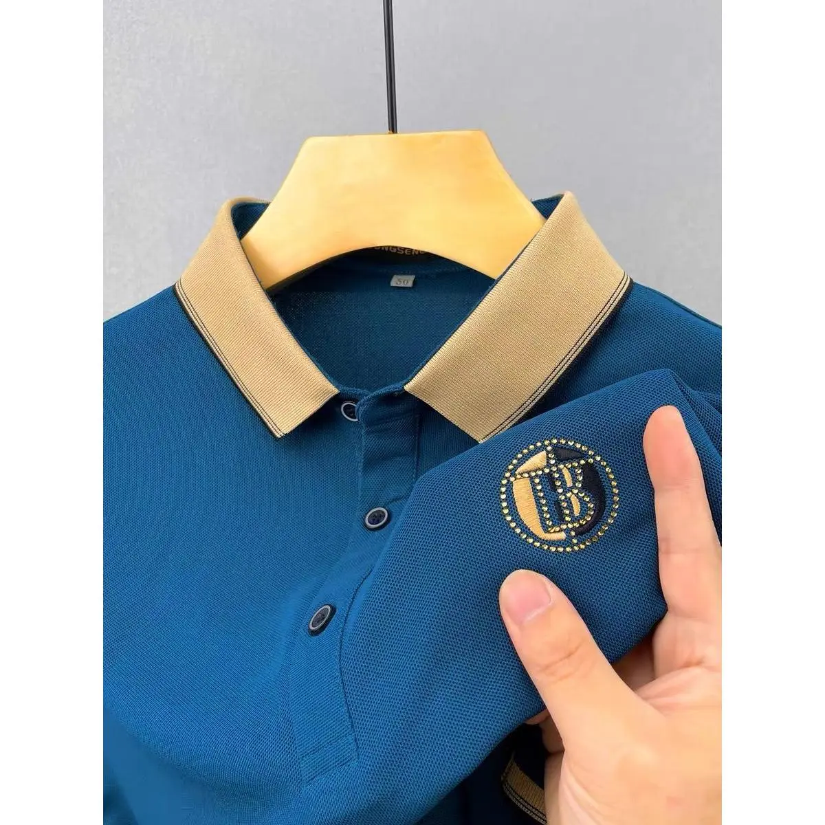 Embroidered Polo Shirt Men's Short Sleeve Loose Fit Popular Style for Middle-aged and Young Men High Quality Outfit Man Clothing Outdoor Sport