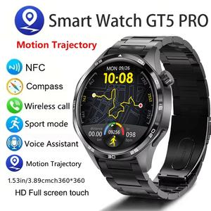 2025 New GT5 PRO Smart Watch Men Watch AMOLED HD Screen Bluetooth Call GPS Trajectory NFC Heart Rate Compass Smartwatch