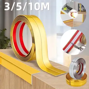 2CM X 3/5/10M /PVC Gold Silver Stiker Pelindung Pinggiran Tepi Sudut Meja Aesthetic / Dekorasi Pelindung Sudut Berperekat / List Plat Strip Mirror / Stiker Dekorasi Lantai