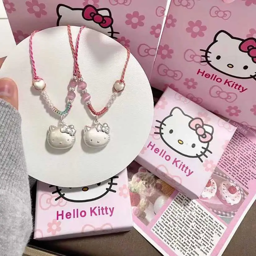 Mặt Dây Chuyền Vòng Cổ Mèo Hello Kitty, Thời Trang Độc Đáo Mới, Thiết Kế Đầu Mèo, Dây Bện Hoa Đào, Thích Hợp Làm Quà Tặng Bạn Gái