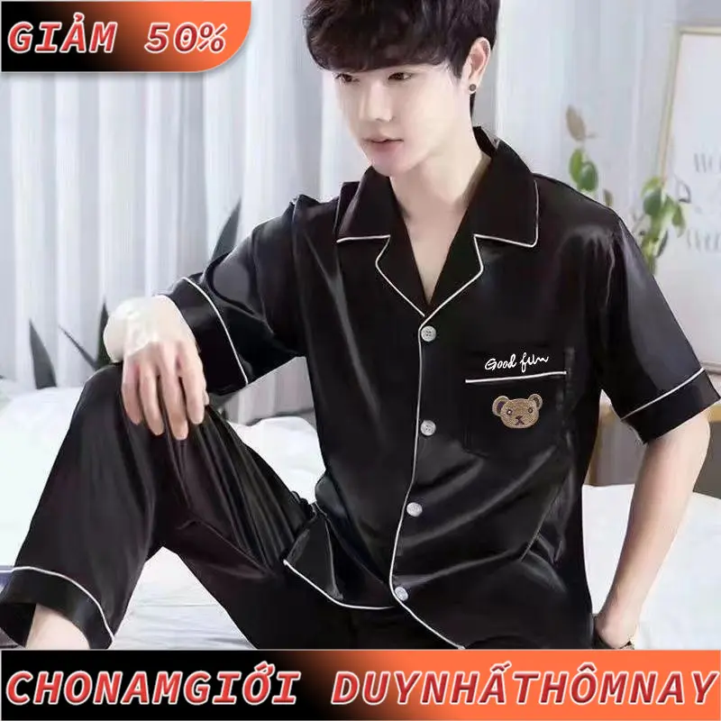 Bộ Đồ Ngủ Nam, Chính Hãng, Hàng Mới Về Mùa Hè, Làm Bằng Lụa Lạnh Mỏng, ngắn Tay Áo, Quần Dài, Thiết Kế Đơn Giản Và Rộng Rãi, Thích Hợp Mặc Nhà, Ngoại Cỡ, Cho Nam Giới