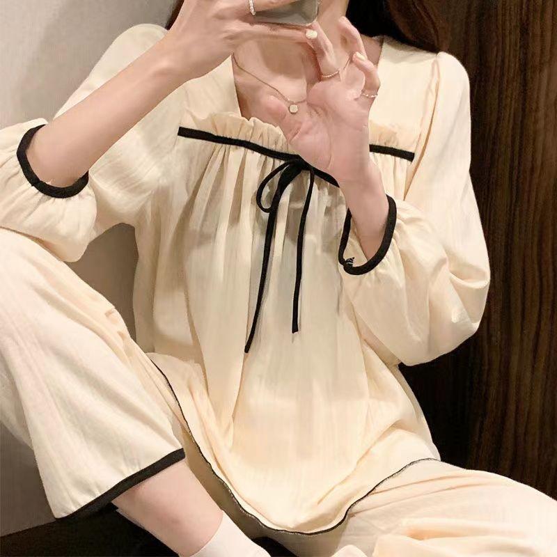 Bộ Đồ Ngủ Mới Cho Nữ, Dài Tay, Phong Cách Công Chúa Ngọt Ngào, Thích Hợp Cho Ký Túc Xá Học Sinh, Đồ Mặc Nhà, Bộ Đồ Hai Mảnh 4