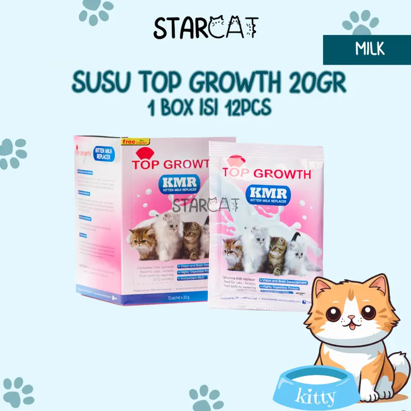 SC Top Growth Susu 1 Box isi 12 Bayi Anak Kucing 0 2 Bulan Kitten Pengganti ASI Penggemuk Baru Lahir 0