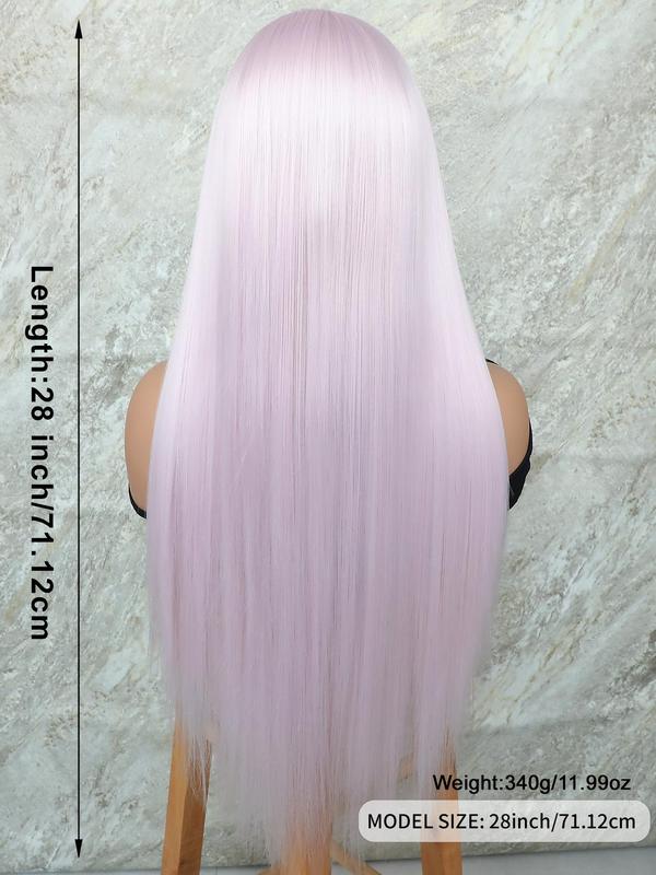 Hairstyle Ideas Women's 28inch Long Straight Synthetic Lace Front Hair Wigs, Glueless Natural Fluffy Heat-resistant Wigs without Bangs, Trendy Synthetic Wigs for Party, Daily Hairstyle Ideas, Gifts for Girlfriend 4