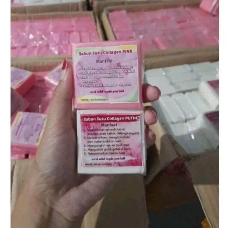 (12PCS) SABUN SUSU COLLAGEN PINK/PUTIH  VERSI TIPIS DAN TEBAL Mencerahkan Memutihkan Tubuh