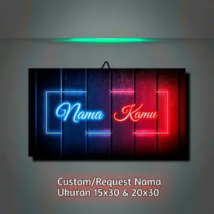 Hiasan Dinding Custom Request Tulisan Nama Aesthetic Desain Neon Wall Decor Dekorasi Kamar Pajangan Dinding Poster Murah Keren 3d
