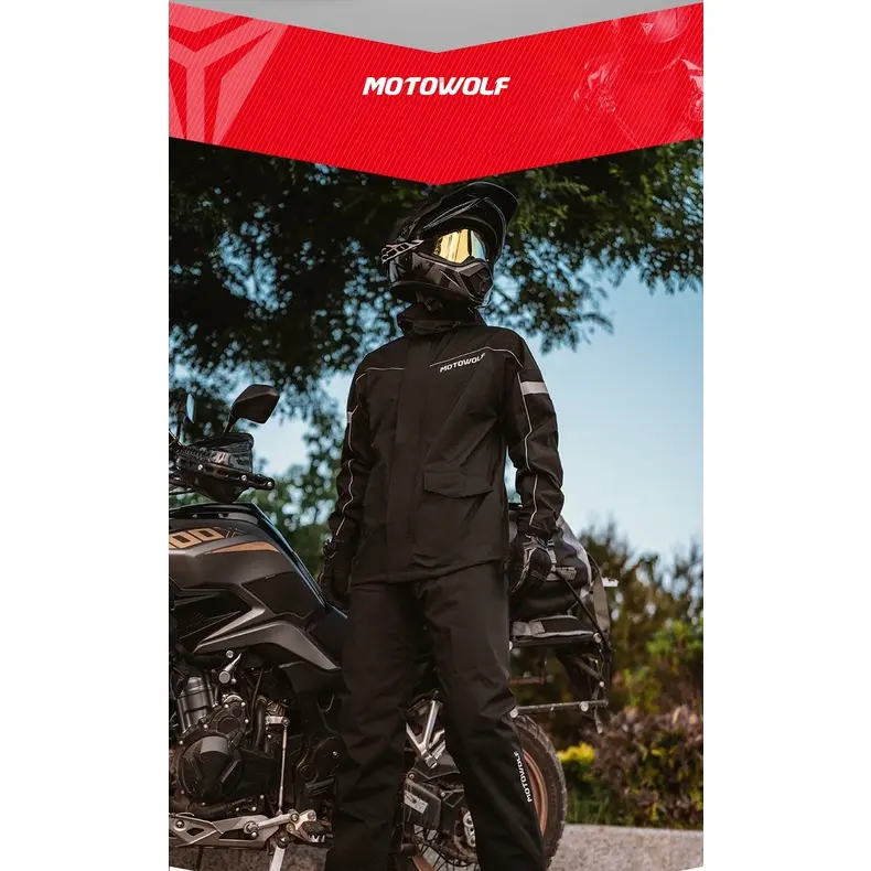 Bộ Quần Áo Đi Mưa Motowolf MDL 0403b có bọc giày Cao Cấp - Chống Nước Tốt, Thiết Kế Phản Quang, Túi Chống Nước Tuyệt Đối 2