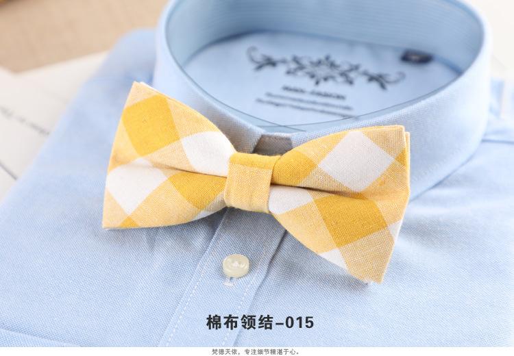 Product Introduction of 1PCS Men's Bow Tie Korean Version Fashion Casual Bow Cotton Trendy Plaid Striped Collar Bow Tie Manufacturer Wholesale Spot 18