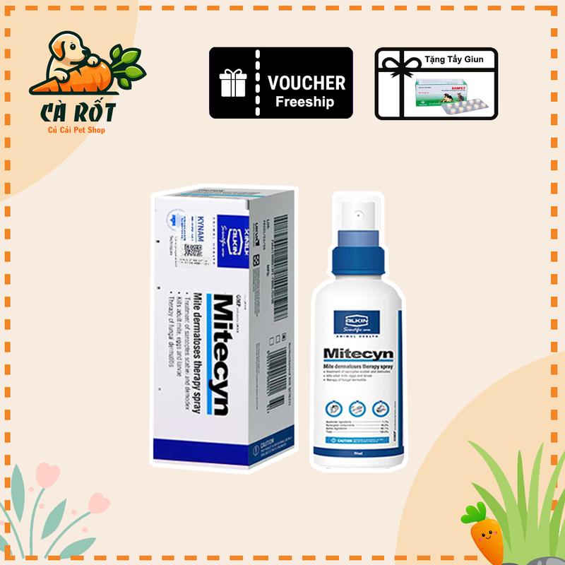 Xịt Trị Ghẻ Viêm Da Cho Chó Mèo ALKIN MITECYN Lọ 50ml