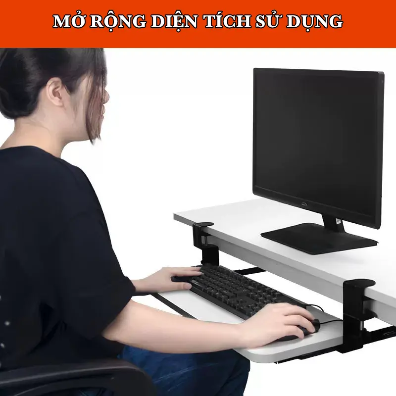 Khay Bàn Phím Trượt mở rộng, Ngăn kéo mở rộng bàn làm việc, Kẹp bàn máy tính 2