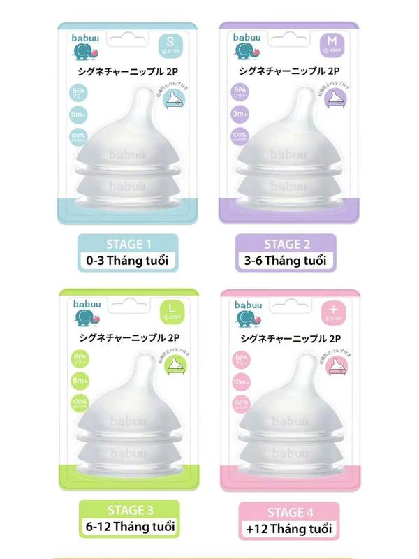 Núm ty thay thế bình sữa Babuu SPECIAL size S M L LL