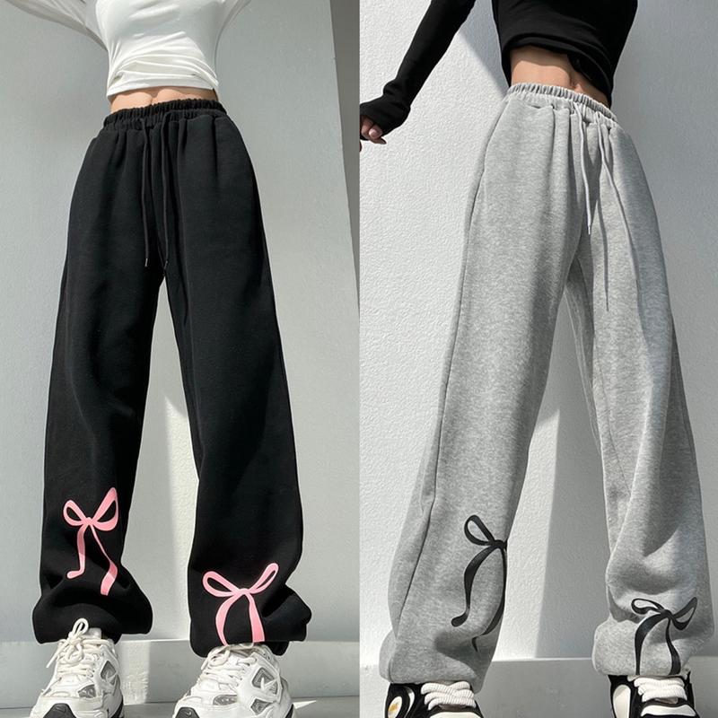 Quần jogger chun ống in nơ 2 màu đen xám dưới 58kg Sport Thể Dục Gym