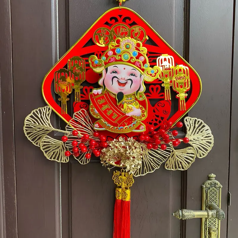 [Tặng 6 Quạt Giấy] Dải Ông Thần Tài Lắc Đầu trang trí Decor Tết 2025 Trang Trí Nhà 0