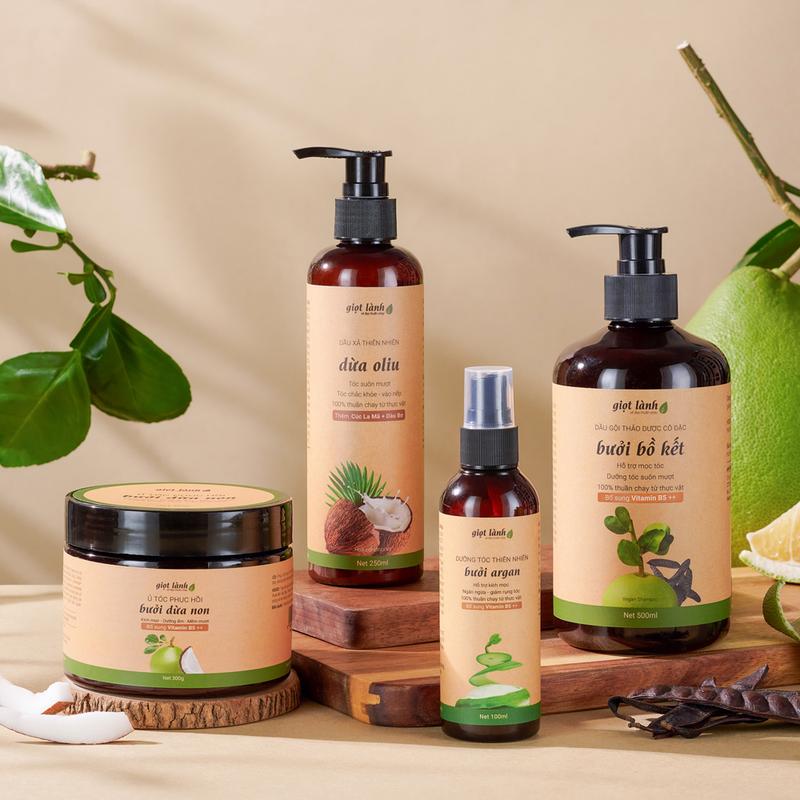 [Combo 4 món] Dầu gội - Dầu xả - Xịt dưỡng - Ủ tóc hỗ trợ mọc tóc Giọt Lành
