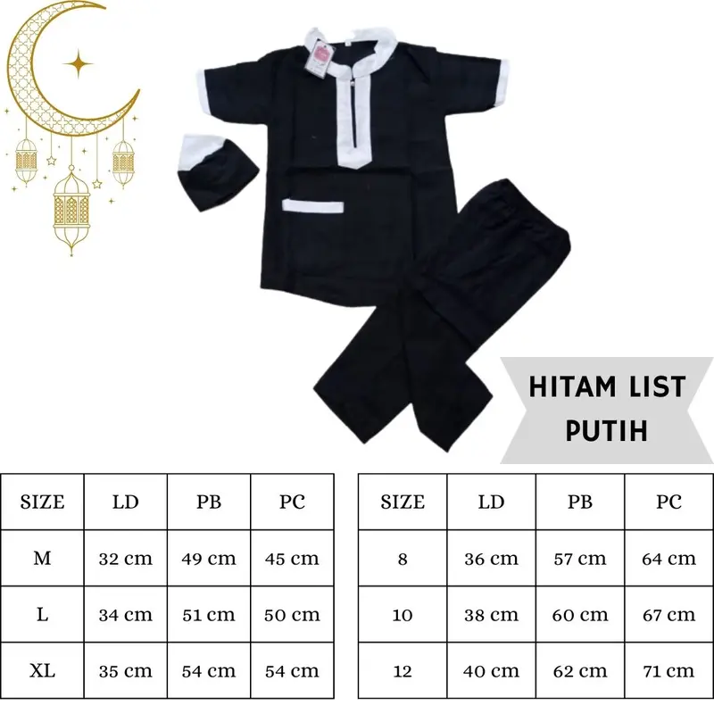 Pakaian Muslim Anak Laki laki Setelan Koko Zipper Polos Usia 2 - 10 Tahun Free  Peci Baju Kurta Celana Panjang pakaian muslim anak laki-laki Pendek Kombinasi Nyaman Kancing Resleting Depan 1