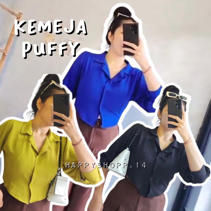 KEMEJA PUFFY / Kemeja Panjang Airflow / Kemeja garis wanita / kemeja crop wanita / kemeja kantor / kemeja wanita crop 9
