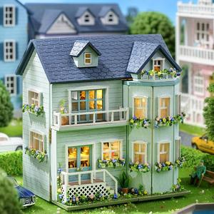 Kit de casa en miniatura DIY, kit de construcción de casas con luz LED, opciones creativas de regalo para cumpleaños y festividades