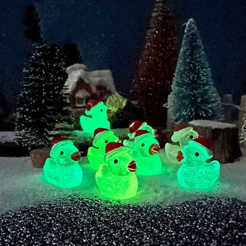 Mini Cartoon Duck Decorative Ornament, 20pcs/50pcs Luminous Duck Decoration, DIY Handmade Resin Accessories, Micro Landscape Decoration, Fish & Aquatic Supplies, Christmas Gift 2