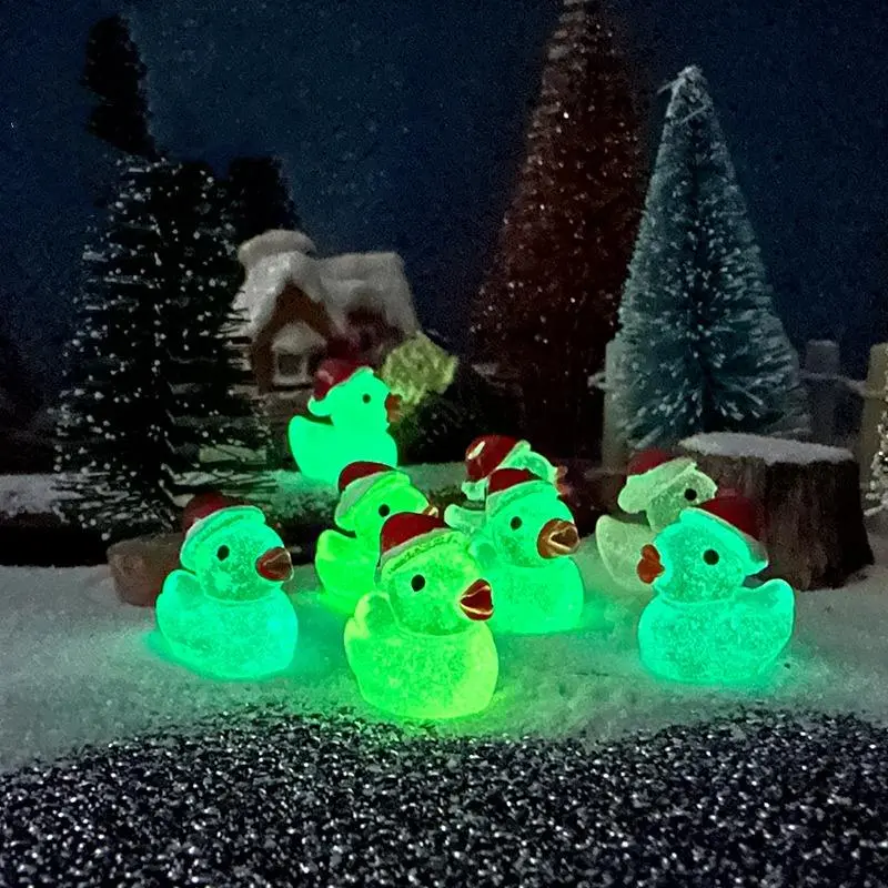 Mini Cartoon Duck Decorative Ornament, 20pcs/50pcs Luminous Duck Decoration, DIY Handmade Resin Accessories, Micro Landscape Decoration, Fish & Aquatic Supplies, Christmas Gift 2