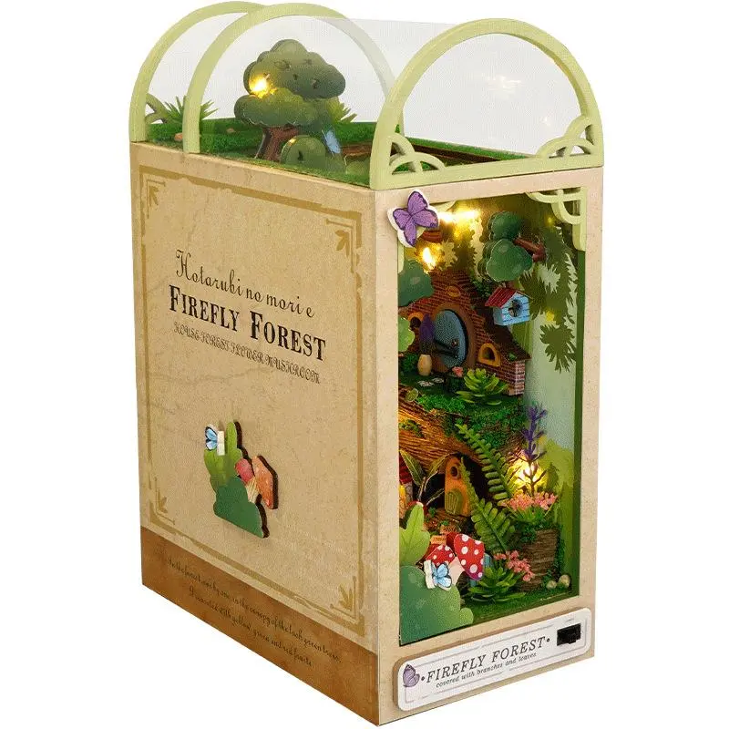 DIY Wooden House Design Toy, 1 Set Creative 3D Book Stand, Novelty Ornament Toy, Bookend Hand-assembled Model Ornaments, Stocking Fillers Gift 3