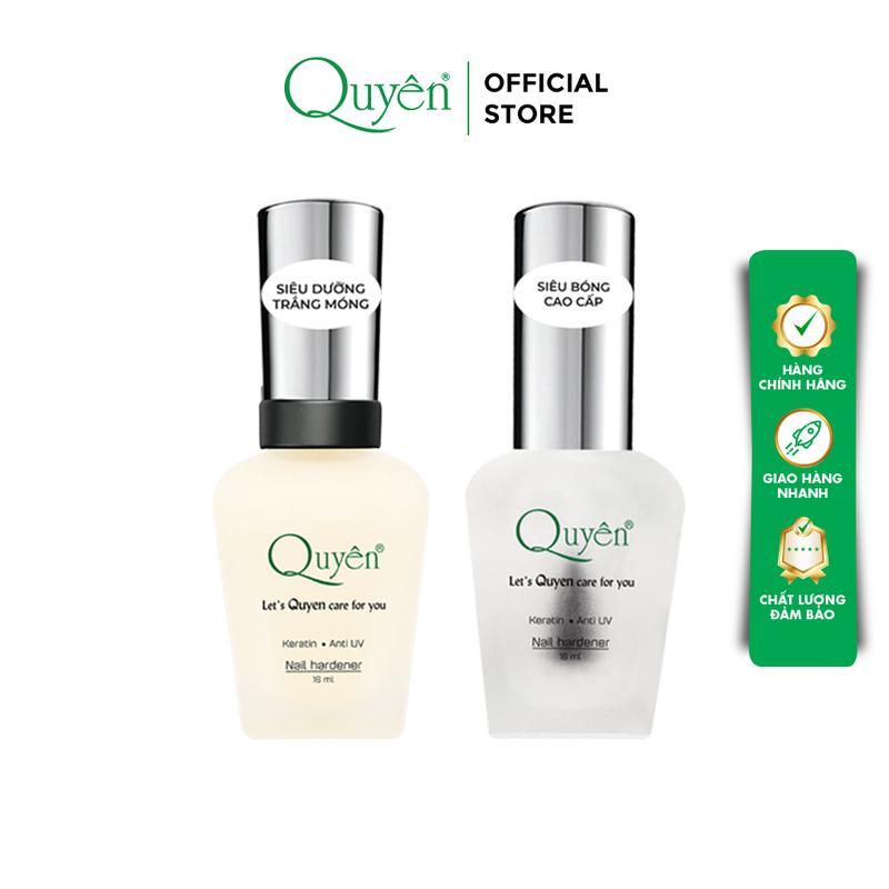  Combo Sơn Siêu Dưỡng Trắng - Bóng Cao Cấp Mỹ Phẩm Quyên Chính Hãng 16ml Phục Hồi Móng Tự Nhiên - TẶNG NƯỚC RỬA MÓNG TAY 