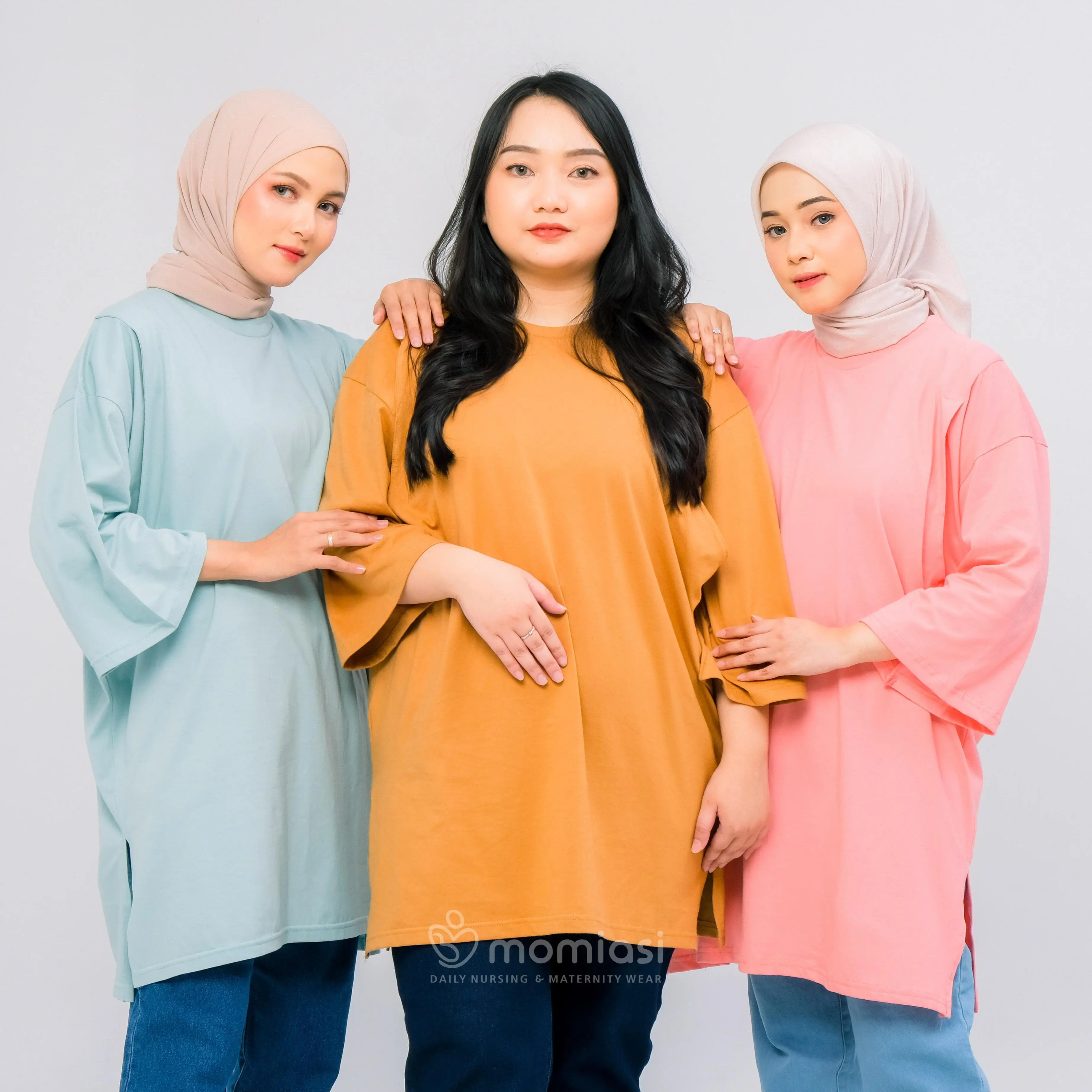 MOMIASI - Kaos Menyusui Oversize Polos Busui Combed