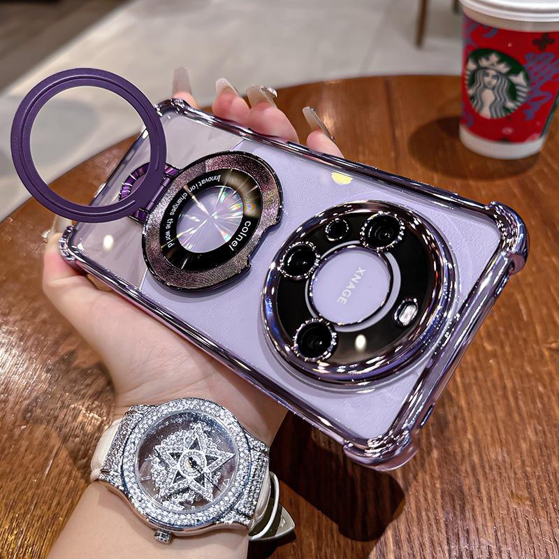 Ốp Điện Thoại Bốn Góc, Mạ Điện, Thích Hợp Cho Huawei Mate60pro, Chống Rơi, Có Túi Khí Và Giá Đỡ Từ Tính, Ốp Bảo Vệ P70pro 1