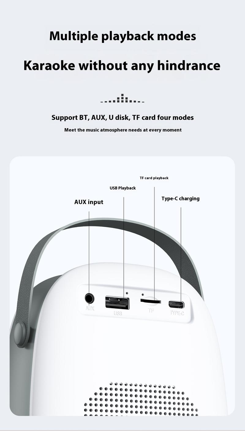 Product Introduction of New karaoke Bluetooth speaker mini portable outdoor microphone all-in-one speaker gift wireless speaker 38