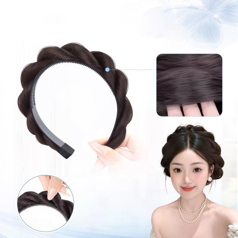 Băng Đô Tóc Giả Tổng Hợp, Dành Cho Nữ, Bện Tóc, Vô Hình, Thời Trang, Phụ Kiện Tóc, Phong Cách Bohemian, Băng Đô Tóc Tự Nhiên, Thích Hợp Cho Bữa Tiệc 5