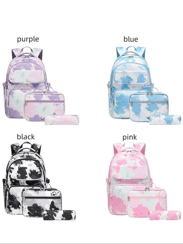 Fashionable Large Capacity Multi-compartment Backpack & Lunch Bag & Pencil Case Set, Trendy Backpack Set for Women & Girls, Casual Versatile High-quality Daily Commuting Bag Set 7
