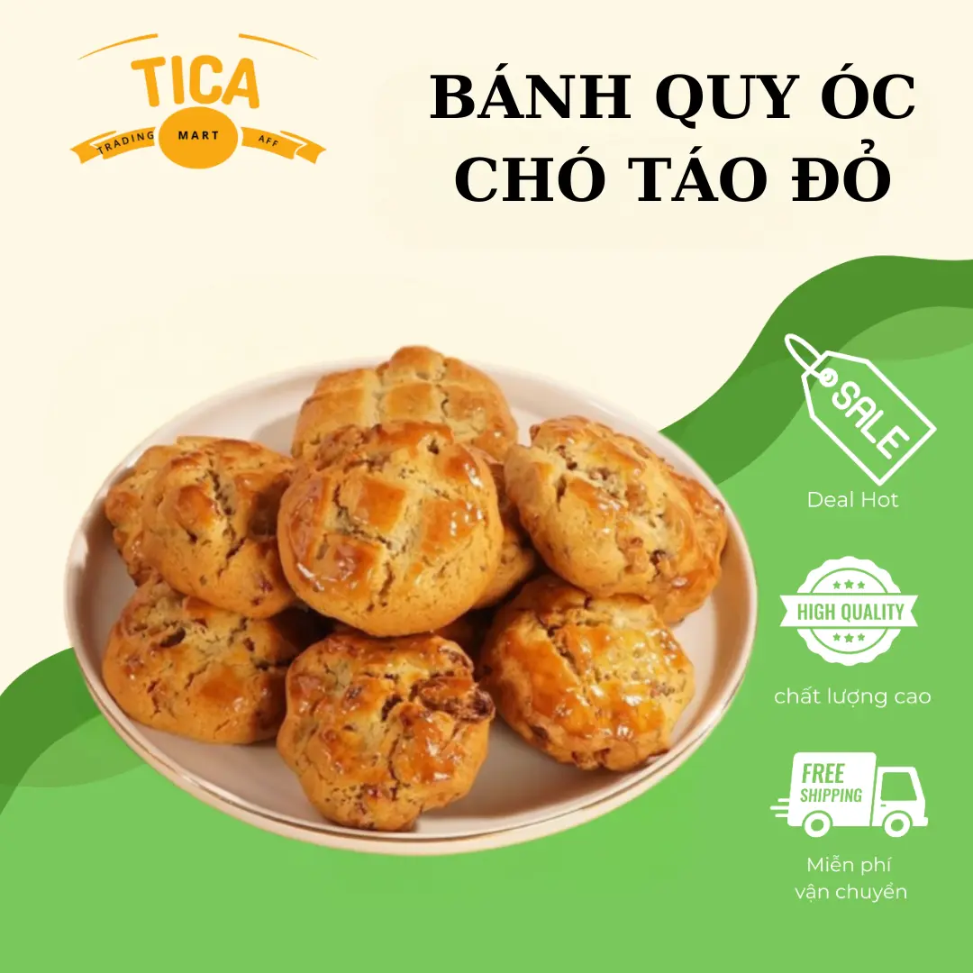 Bánh Quy Hạt Óc Chó Táo Đỏ Thơm Ngon - Ăn Vặt