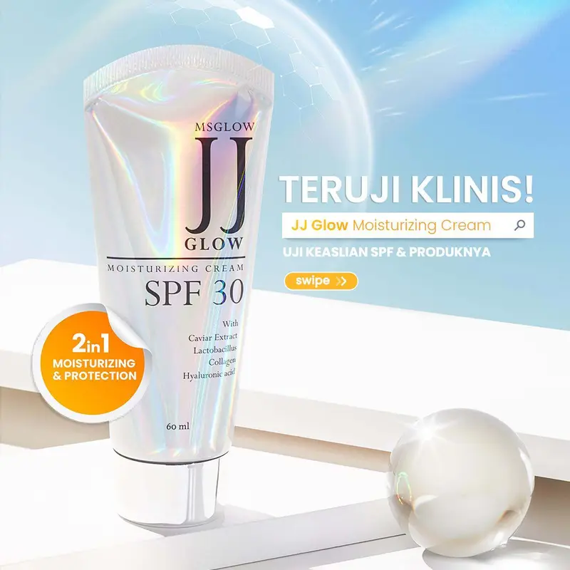 MS GLOW JJ Glow Moisturizing Cream SPF 30 Semua Jenis Kulit Wajah Moisturizer Pelembab Mencerahkan 3