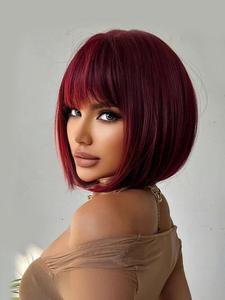Short Straight Bob Wig, Gorgeous Fluffy Wigs for Women, Shoulder Length Wigs, Human Hair Wigs for Party, Daily Use
