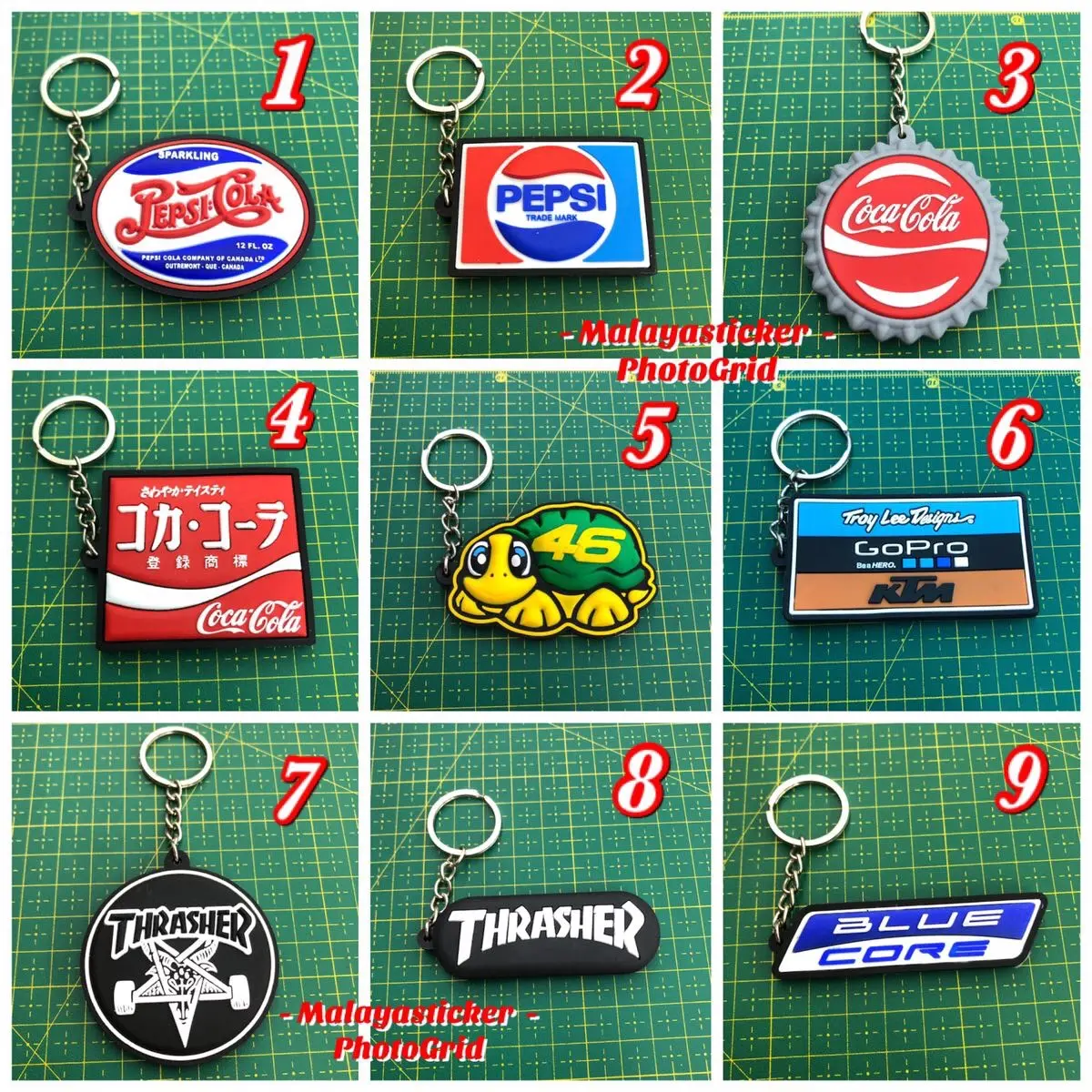 Keychain getah Thasher bluecore KTM kura rossi pepsi coca cola keychain ...