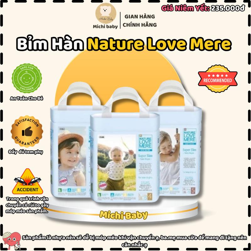 29 11 - Bỉm dán quần NATURE LOVE MERE Hàn Quốc cho bé dòng Super Slim và Long Night S26 M24 L22 XL20 XXL18 - Michi Baby MC592
