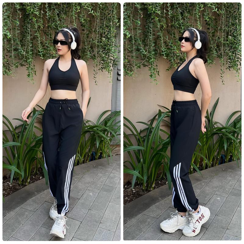 [Chất Xi Dù] Quần Jogger Sport Thể Thao Nữ 3 Sọc Ngắn Cực Xịn