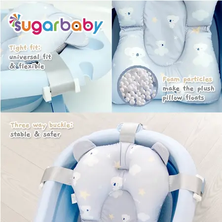 Sugarbaby Ultrasoft Baby Bath Pillow / Bantal Mandi Bayi / Alas Mandi Bathtub / Jaring Mandi / Bantal Bathtub / Pillow Bathtub Blue Grey Pink 2