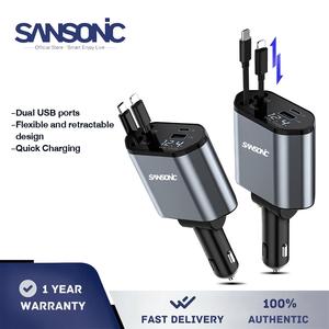 SANSONIC Car Charger Quick Charging 4in1 USB Type C Scalable Car Phone Charge For iPhone charger power adapter
