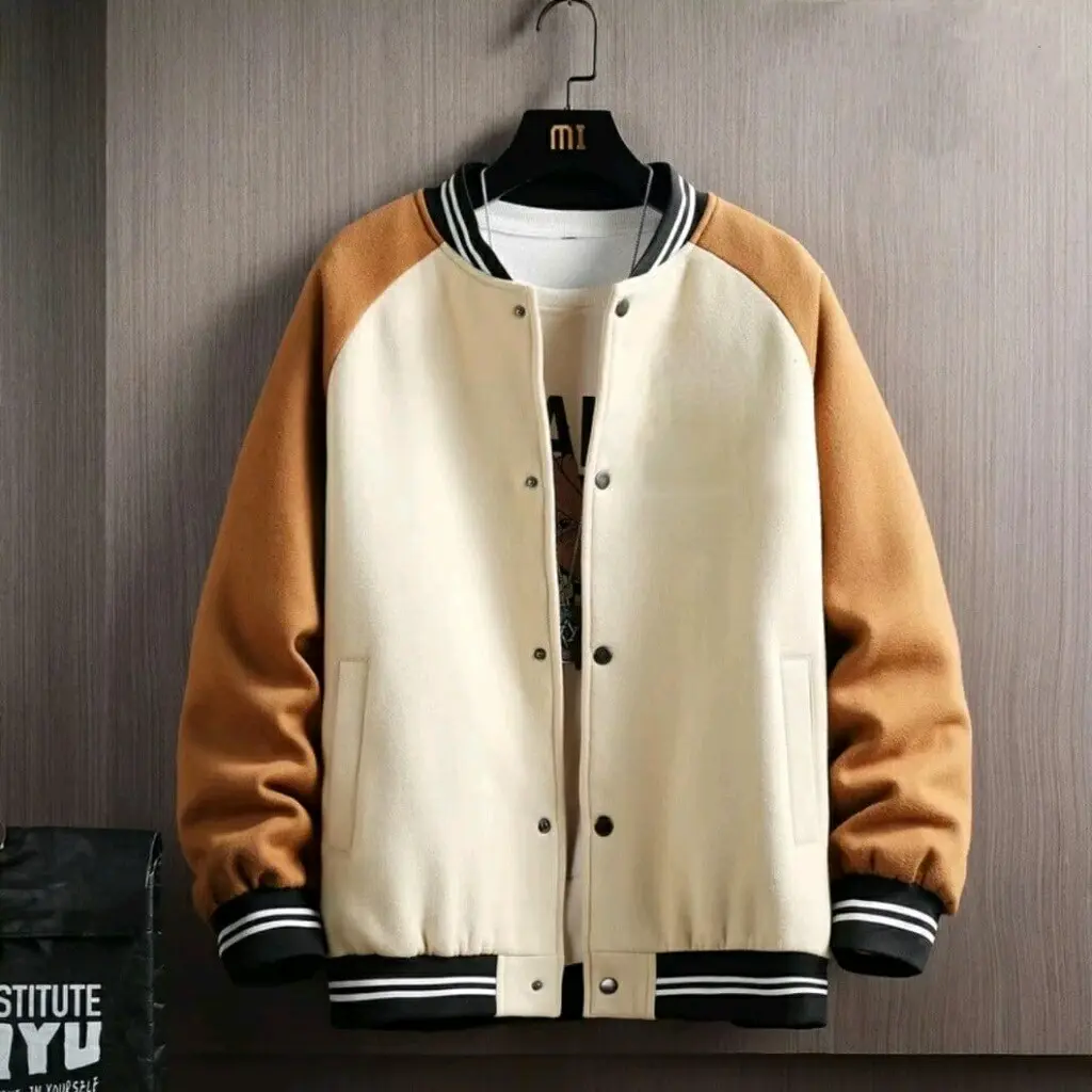 Jaket Varsity Fleece Big Size Baseball Bomber S-XXXXL Polos Logo - Panjang, Pria, Keren, Lembut Nyaman Sweater Zipper